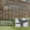 Outsunny 6' x 12' x 6.5' Polycarbonate Greenhouse, Walk-in Green House with Adjustable Roof Vent Galvanized Base Sliding Door Rain Gutter for Outdoor Garden Backyard, Charcoal Grey