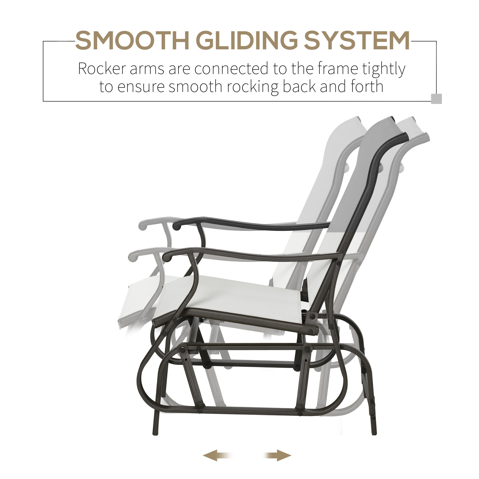 Outsunny Outdoor Glider Chair, Patio Glider with Steel Frame and Mesh Fabric, Garden Chair for Backyard, Garden, and Porch, Cream White