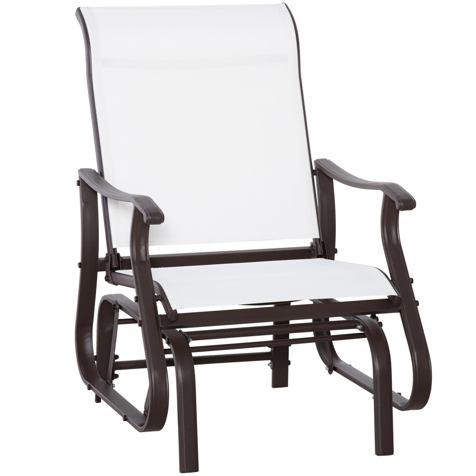 Outsunny Outdoor Glider Chair, Patio Glider with Steel Frame and Mesh Fabric, Garden Chair for Backyard, Garden, and Porch, Cream White