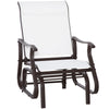 Outsunny Outdoor Glider Chair, Patio Glider with Steel Frame and Mesh Fabric, Garden Chair for Backyard, Garden, and Porch, Cream White
