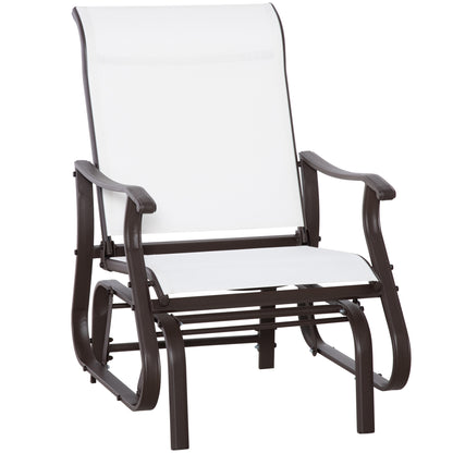 Outsunny Outdoor Glider Chair, Patio Glider with Steel Frame and Mesh Fabric, Garden Chair for Backyard, Garden, and Porch, Cream White