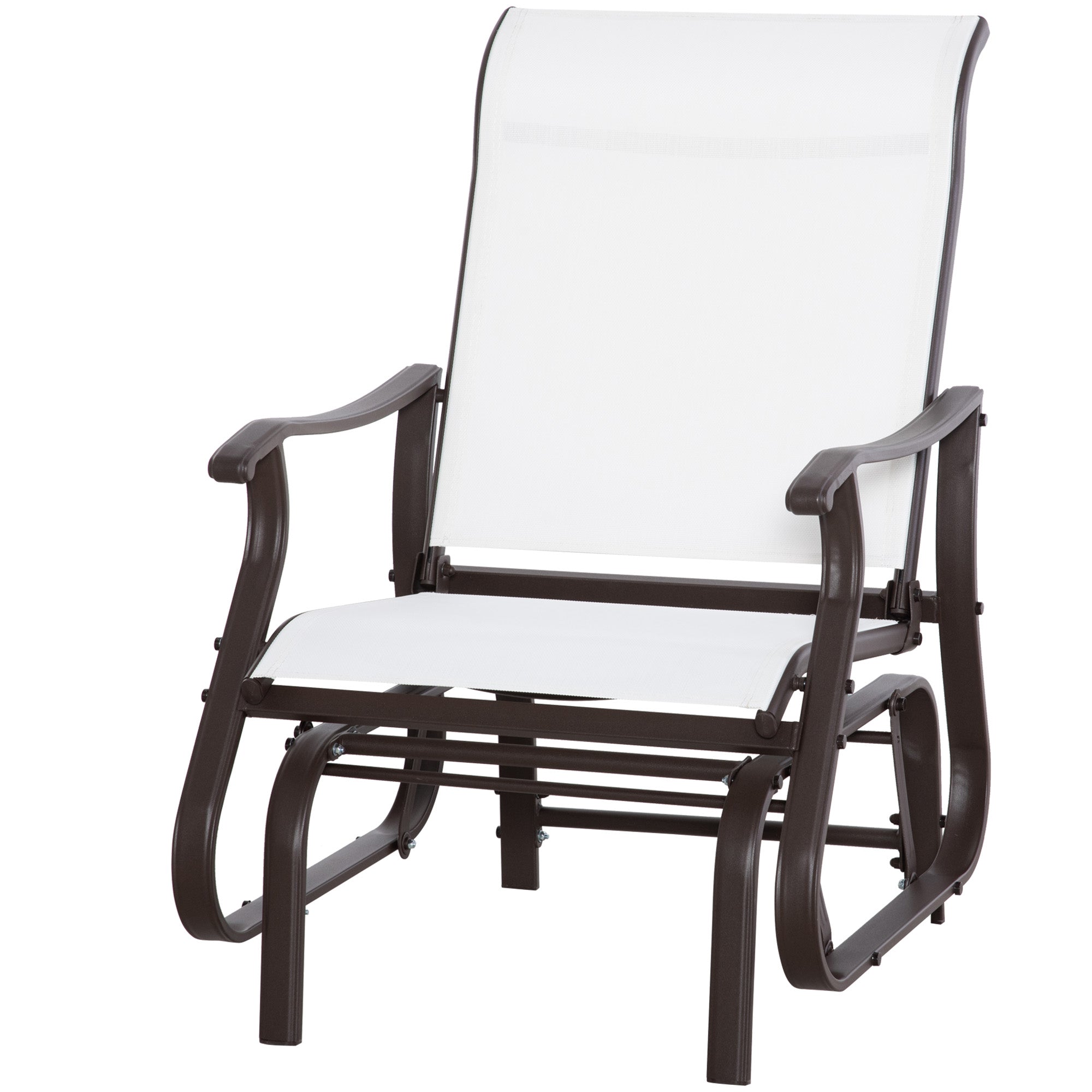 Outsunny Outdoor Glider Chair, Patio Glider with Steel Frame and Mesh Fabric, Garden Chair for Backyard, Garden, and Porch, Cream White