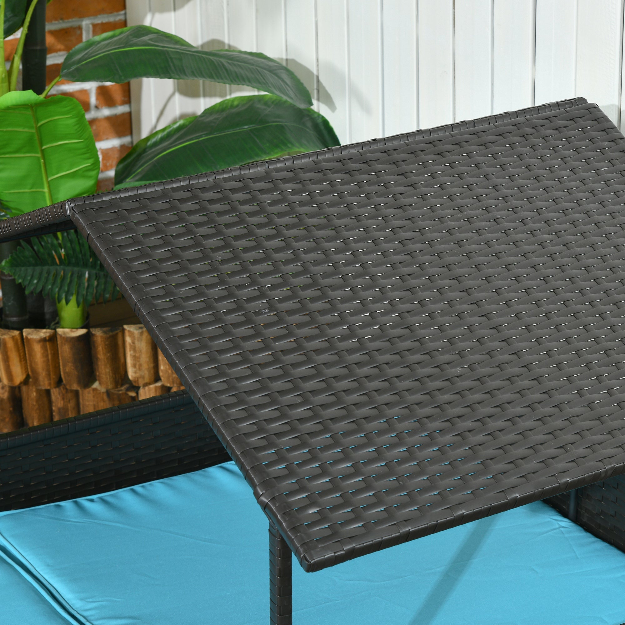 PawHut Elevated Rattan Dog House Outdoor with Canopy, Extendable Wicker Dog Bed with Water-Resistant Cushion, for Small and Medium Dogs Blue