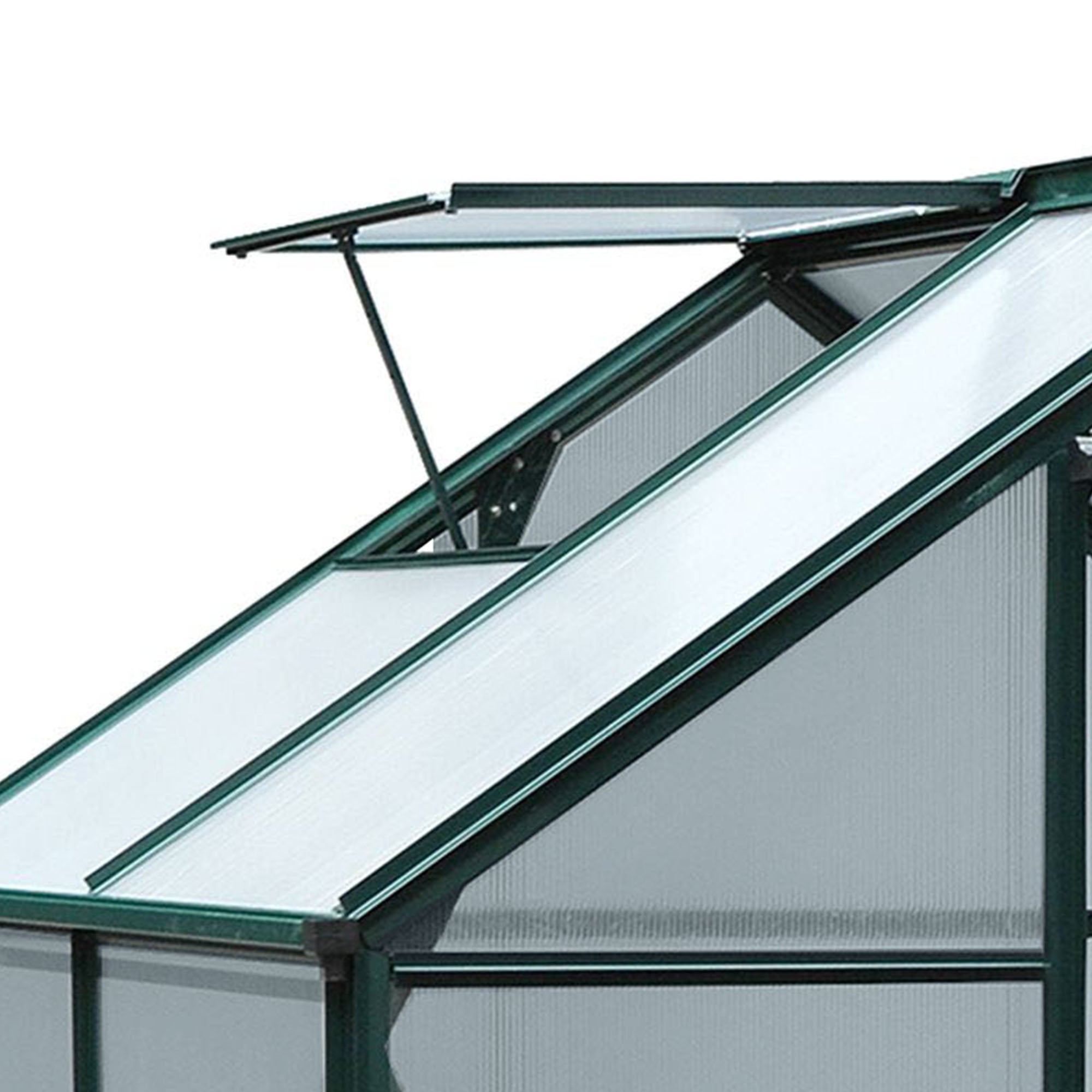 Outsunny 6' x 4' x 6.6' Polycarbonate Greenhouse, Walk-In Green House Kit Garden, Plants Grow, Galvanized Sheet Aluminum Frame with Rain Gutter, Vent and Sliding Door, Green