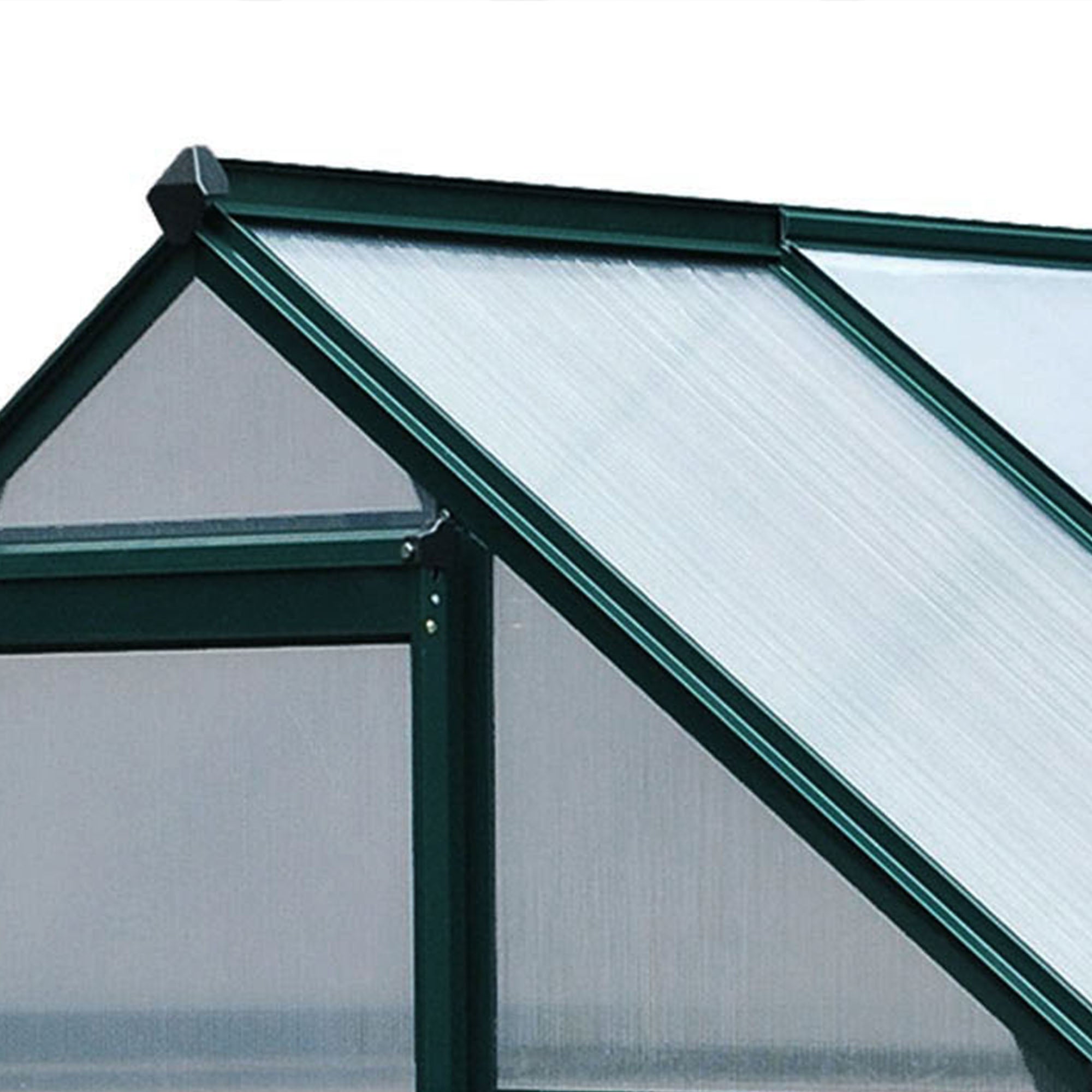 Outsunny 6' x 4' x 6.6' Polycarbonate Greenhouse, Walk-In Green House Kit Garden, Plants Grow, Galvanized Sheet Aluminum Frame with Rain Gutter, Vent and Sliding Door, Green