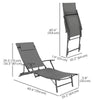 Outsunny Set of 2 Folding Lounge Chairs, Outdoor Chaise Tanning Chair with 4 Adjustable Backrest, Pillow, Steel Frame, Portable Sun Lounger for Patio, Garden, Beach, Grey