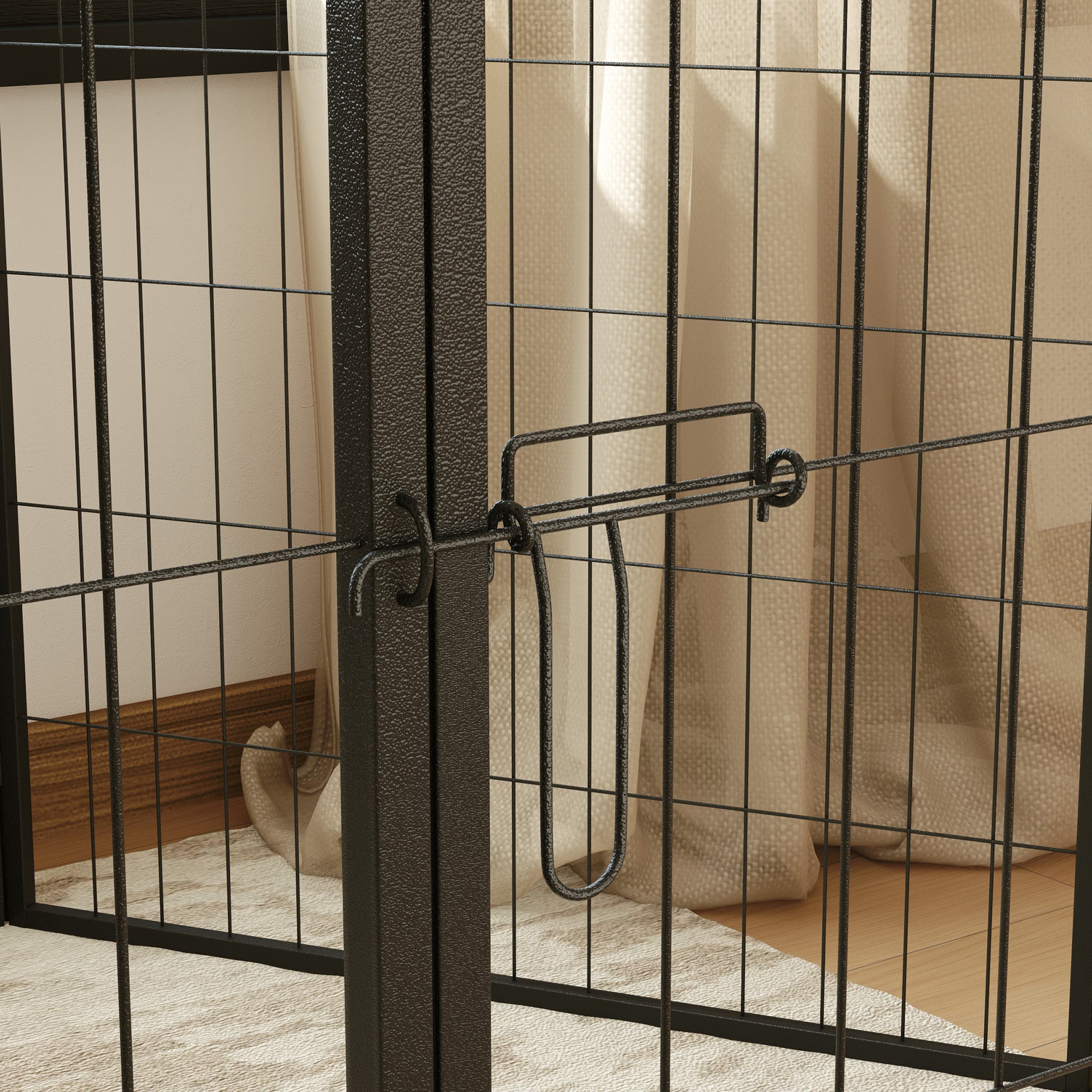 PawHut Dog Playpen, 6 Panels Puppy Pen Dog Playpen, 80cm High Pet Exercise Fence, Portable Detachable Pet Enclosure for Medium Dogs, Puppies, Black