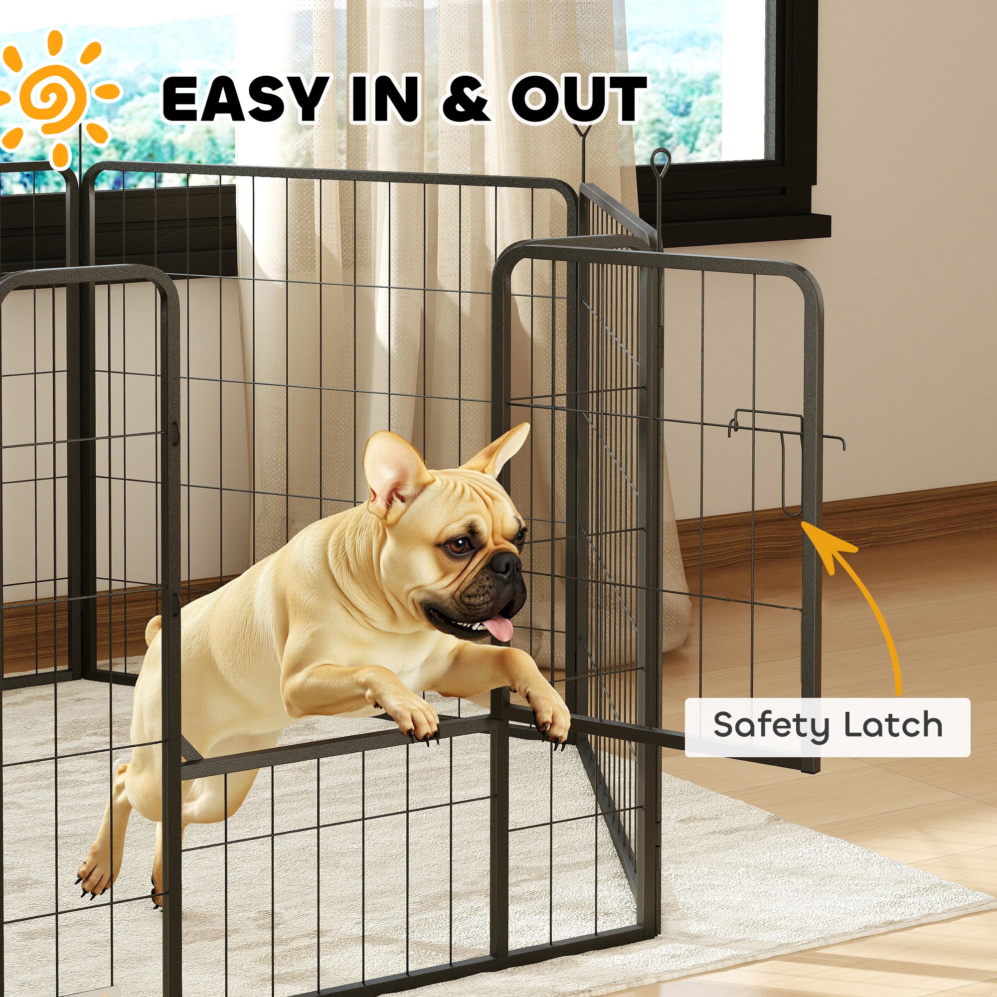 PawHut Dog Playpen, Heavy-duty Metal Puppy Play Pen, Pet Exercise Fences for Outside and Indoor, DIY Design with Door for Multiple Dogs, 6 Panels, 31.5"H