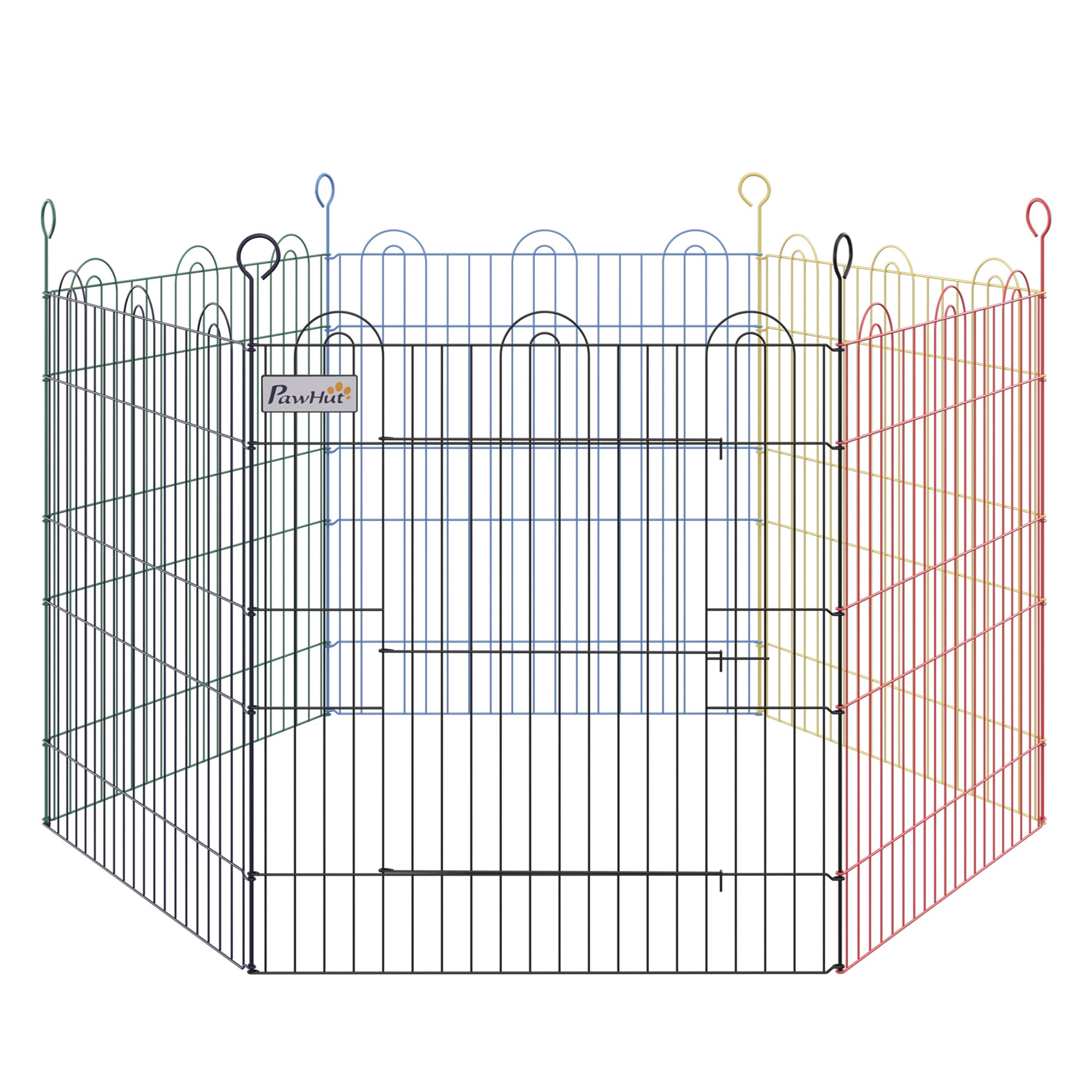 PawHut Dog Playpen Puppy Pen Metal Rabbit Run Pet Crate Fence w/ Door Indoor & Outdoor Φ120 x 60H cm