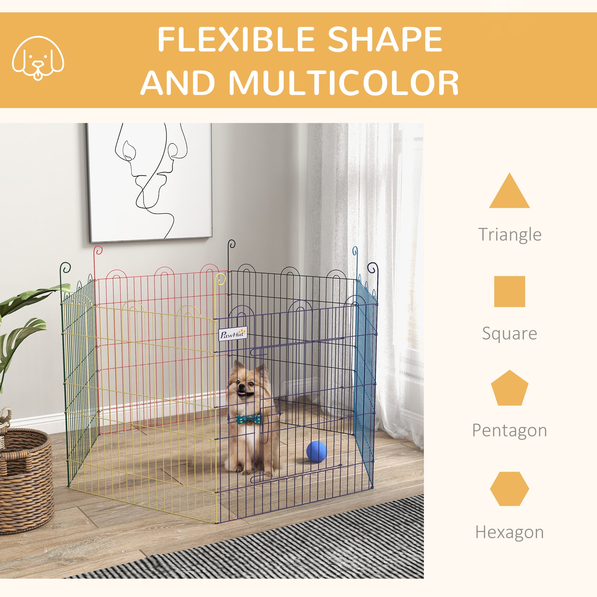 PawHut Dog Playpen Puppy Pen Metal Rabbit Run Pet Crate Fence w/ Door Indoor & Outdoor Φ120 x 60H cm