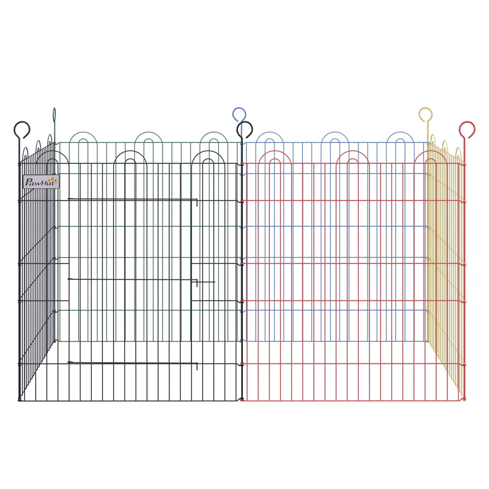 PawHut 23.5"H Metal Pet Playpen Portable Hexagon Dog Exercise Fence Flexible Shape Puppy Crate Kennel w/ Door for Outdoor
