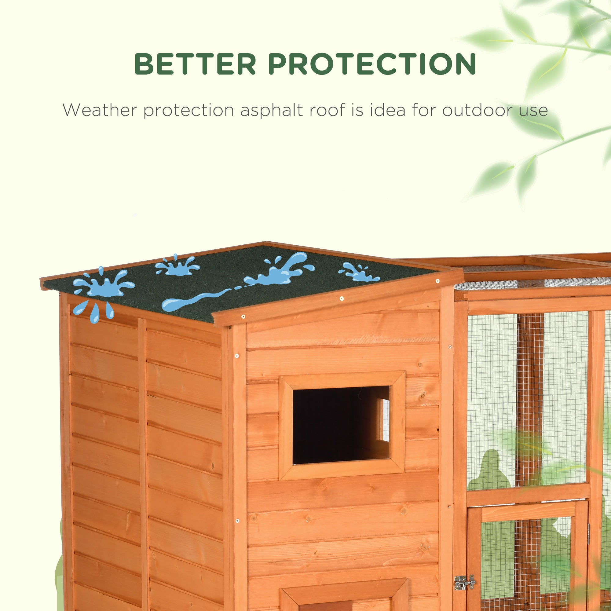 PawHut Large Catio Outdoor Cat Enclosure Weatherproof Cat House with Cat Condo, Indoor Wooden Cat Cage Pet Kennel, 77"L x 38"W x 69"H, Orange