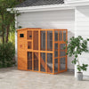 PawHut Large Catio Outdoor Cat Enclosure Weatherproof Cat House with Cat Condo, Indoor Wooden Cat Cage Pet Kennel, 77"L x 38"W x 69"H, Orange