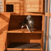 PawHut Large Catio Outdoor Cat Enclosure Weatherproof Cat House with Cat Condo, Indoor Wooden Cat Cage Pet Kennel, 77"L x 38"W x 69"H, Orange