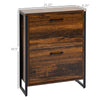 HOMCOM Shoe Cabinet with 2 Flip Doors, Slim 2-Drawer Shoe Cupboard with Divider and Open Compartment for 12 Pairs of Shoes, Entryway Storage Unit, Rustic Brown