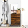 HOMCOM Shoe Cabinet with 2 Flip Doors, Slim 2-Drawer Shoe Cupboard with Divider and Open Compartment for 12 Pairs of Shoes, Entryway Storage Unit, Rustic Brown