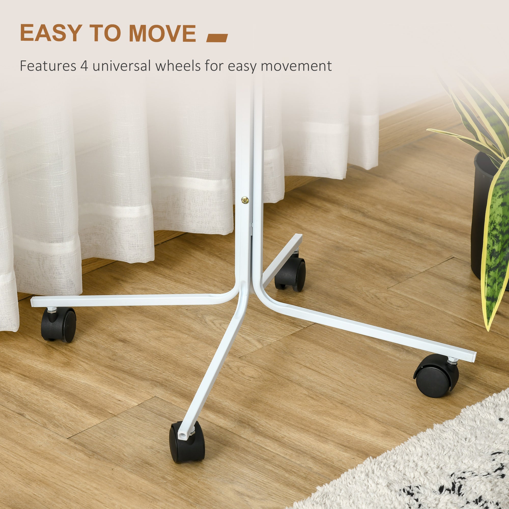 PawHut Rolling Parrot Stand with Lightweight Design, Metal Bird Stand with Wheels, Wooden Parrot Perch Stand, Stainless Steel Bird Food Bowls, Pure White