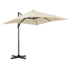 Outsunny 8' x 8' Square Patio Hanging Offset Umbrella with 360° Rotation, Aluminum Outdoor Cantilever Parasol with Crank & Tilt, Sun Canopy Shelter with Cross Base, White