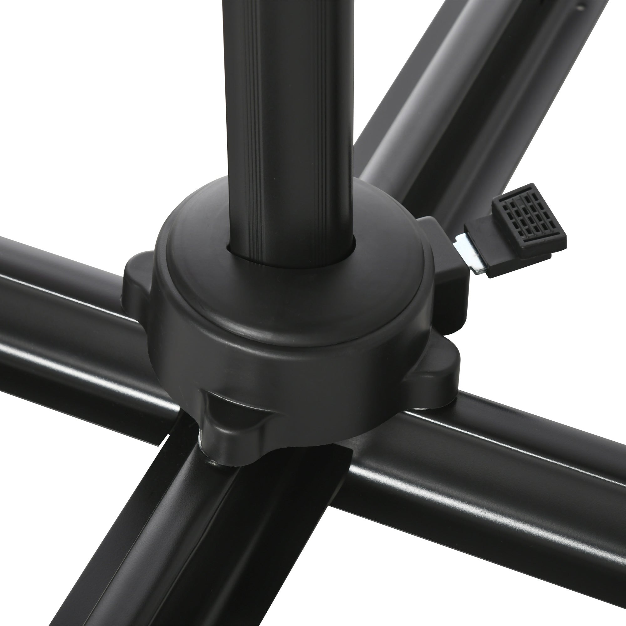 Outsunny 8' x 8' Square Patio Hanging Offset Umbrella with 360° Rotation, Aluminum Outdoor Cantilever Parasol with Crank & Tilt, Sun Canopy Shelter with Cross Base, White