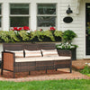 Outsunny 3-Seater Wicker Outdoor Sofa with Cushions and Pillows, PE Rattan Outdoor Couch, Steel Frame Patio Couch Conversation Furniture for Garden Backyard Balcony, Brown & Khaki