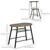 HOMCOM 3-Piece Dining Table Set, Oval Kitchen Table and 2 Chairs, Small Breakfast Table Set with Metal Frame, Built-in Wine Rack for Small Space, Dining Room, Living Room, 35.4" x 19.7" x 29.5"