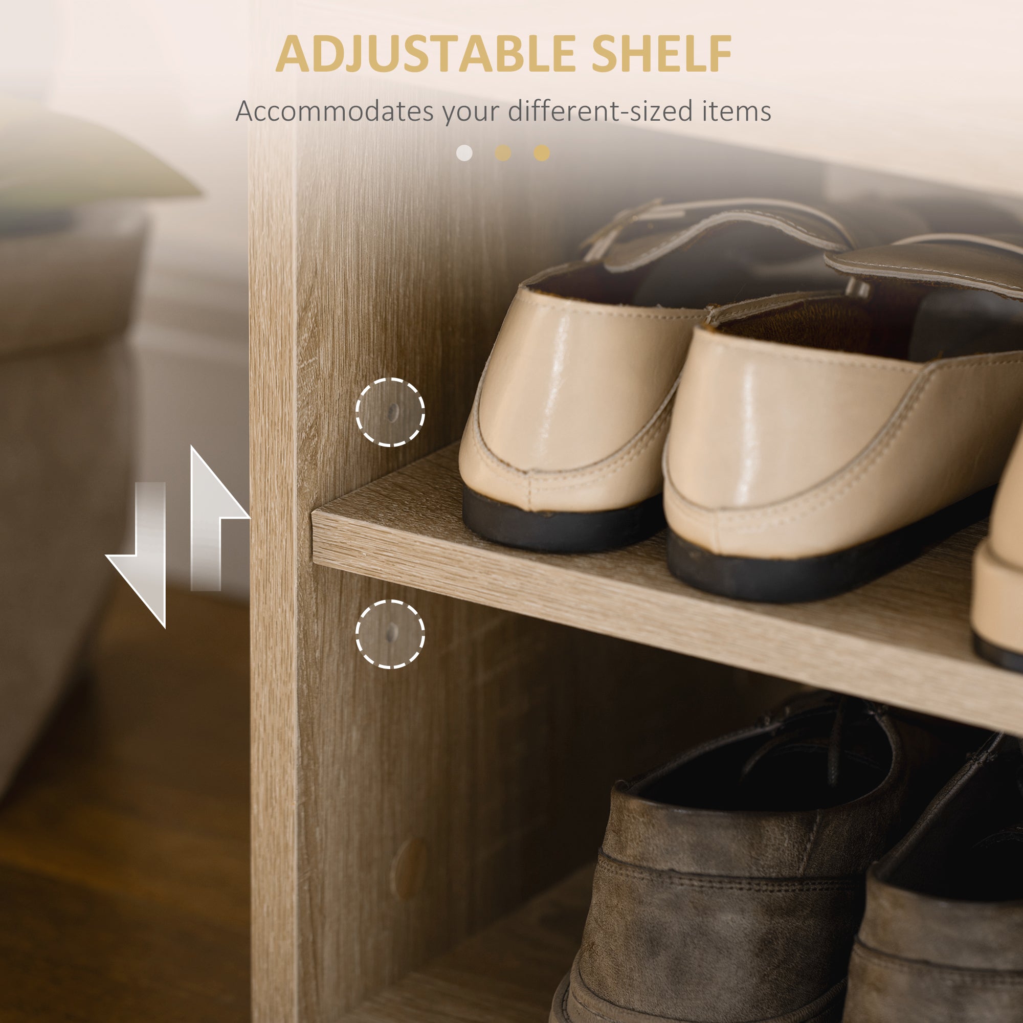 HOMCOM Shoe Bench Entryway Storage Rack with Padded Cushion PU Cover Hidden Storage for Hallway Living Room Bedroom, Natural