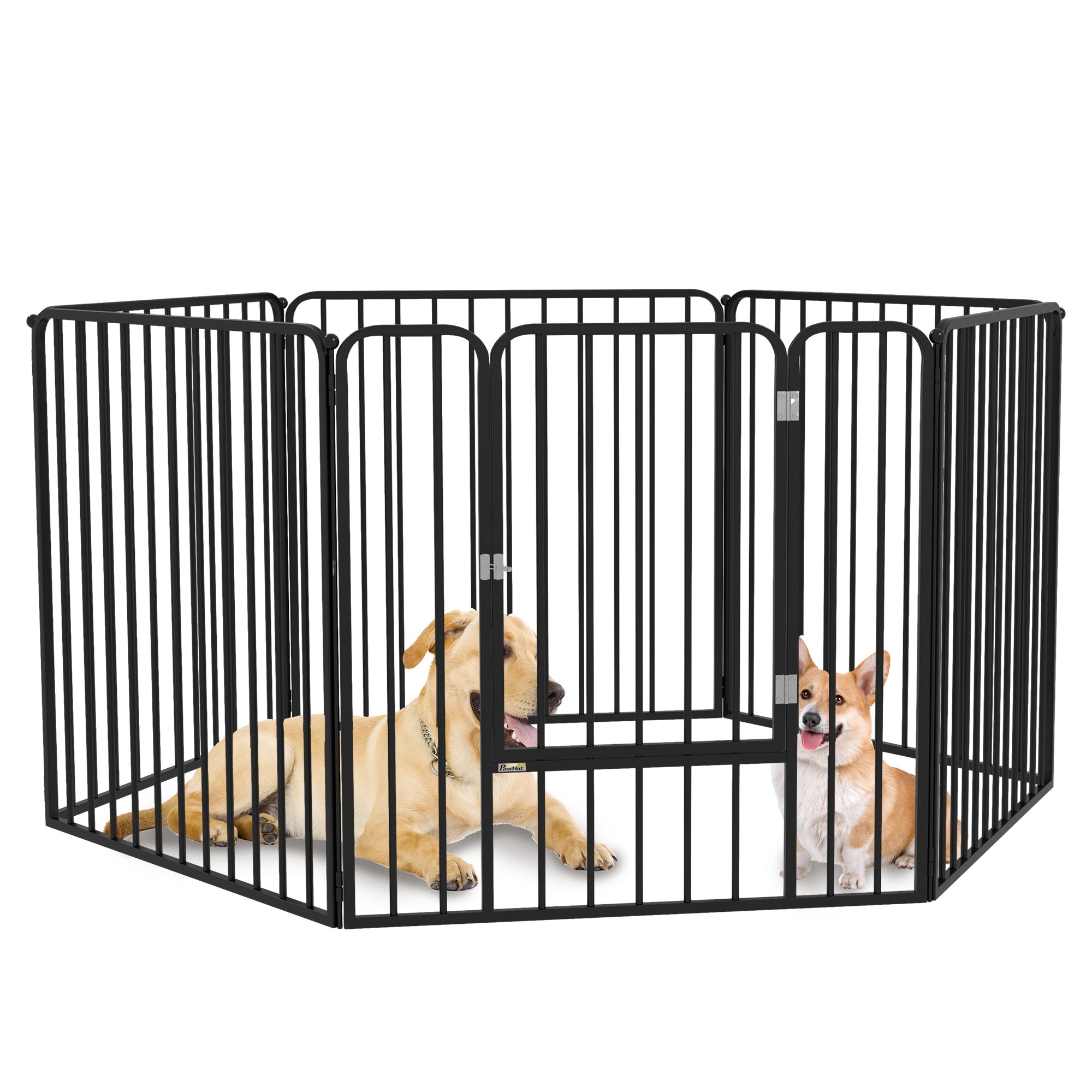 PawHut Heavy Duty Dog Playpen, Steel Dog Pen with Door, Pet Exercise Fence, Outdoor Indoor DIY Design for Small and Medium Dogs, 31.5" Height, 6 Panels