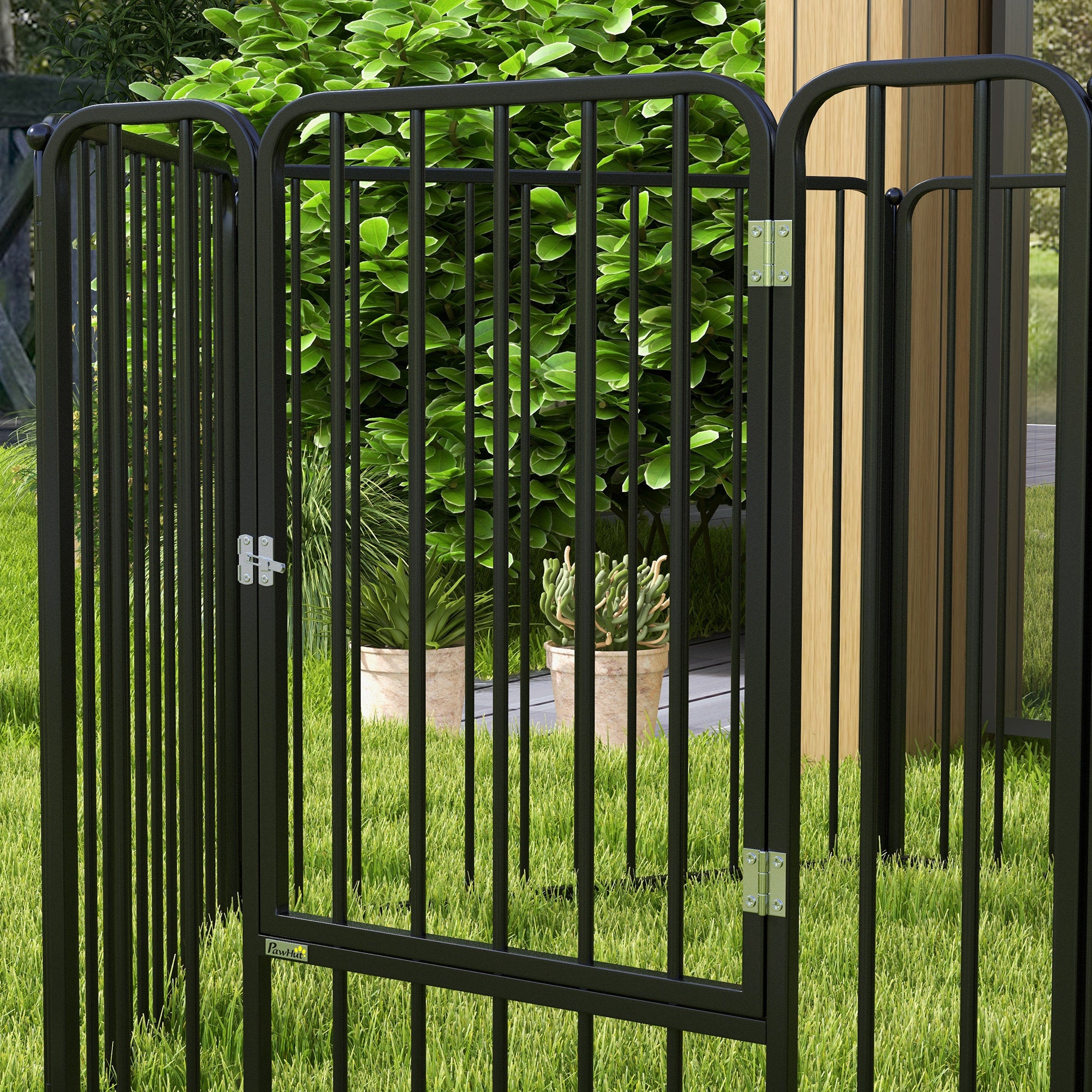 PawHut Heavy Duty Dog Playpen, Steel Dog Pen with Door, Pet Exercise Fence, Outdoor Indoor DIY Design for Small and Medium Dogs, 31.5" Height, 6 Panels