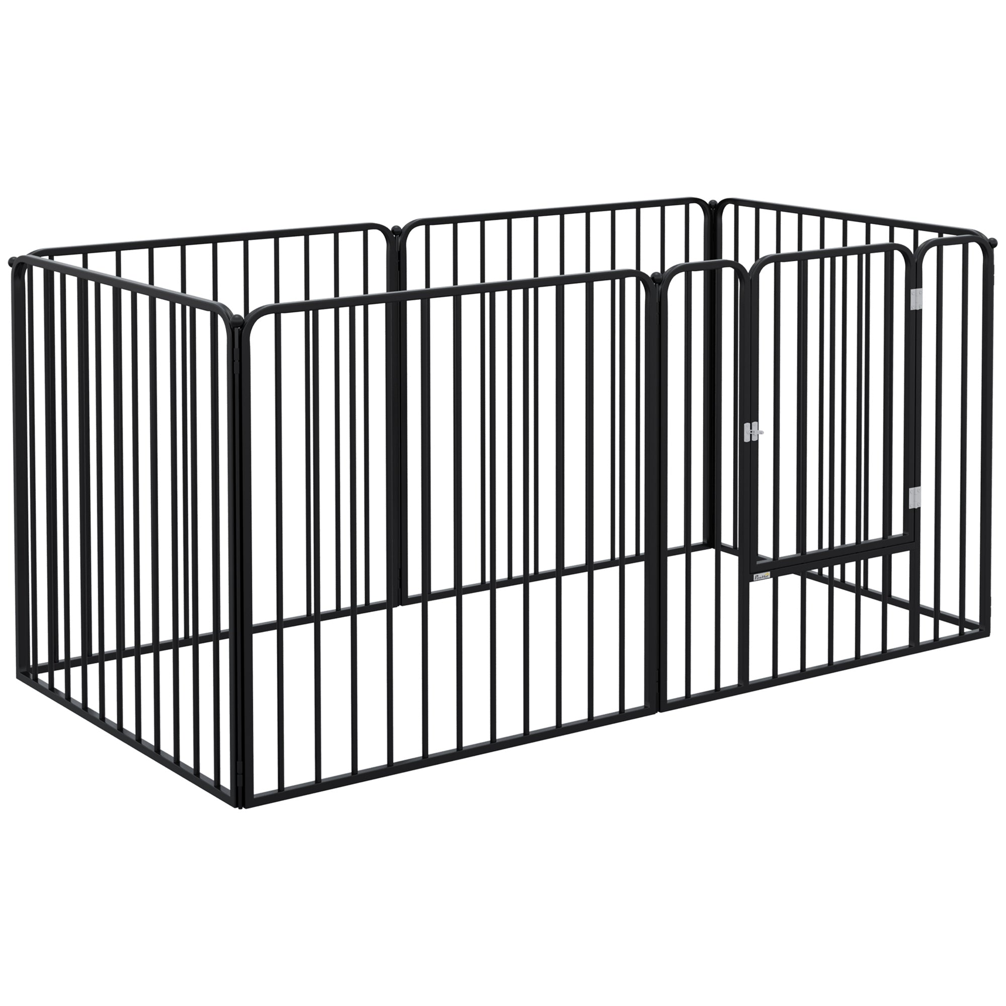 PawHut Heavy Duty Dog Playpen, Steel Dog Pen with Door, Pet Exercise Fence, Outdoor Indoor DIY Design for Small and Medium Dogs, 31.5" Height, 6 Panels