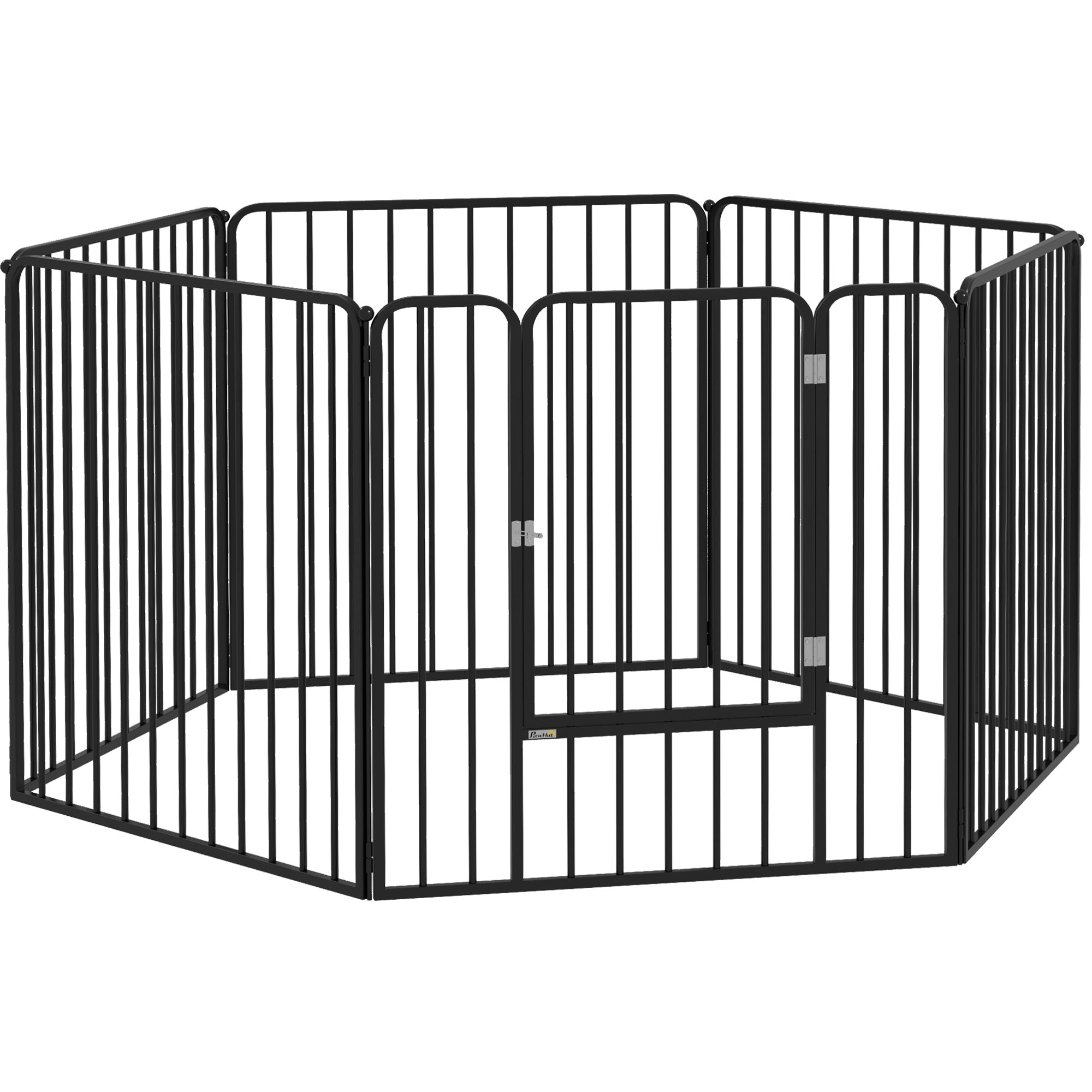PawHut Heavy Duty Dog Playpen, Steel Dog Pen with Door, Pet Exercise Fence, Outdoor Indoor DIY Design for Small and Medium Dogs, 31.5" Height, 6 Panels