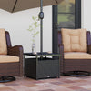 Outsunny 21.75" Outdoor Rattan Wicker Patio Coffee Table with Umbrella Hole, Patio Side Table with Slatted Metal Top, Suitable for Garden, Backyard, Black