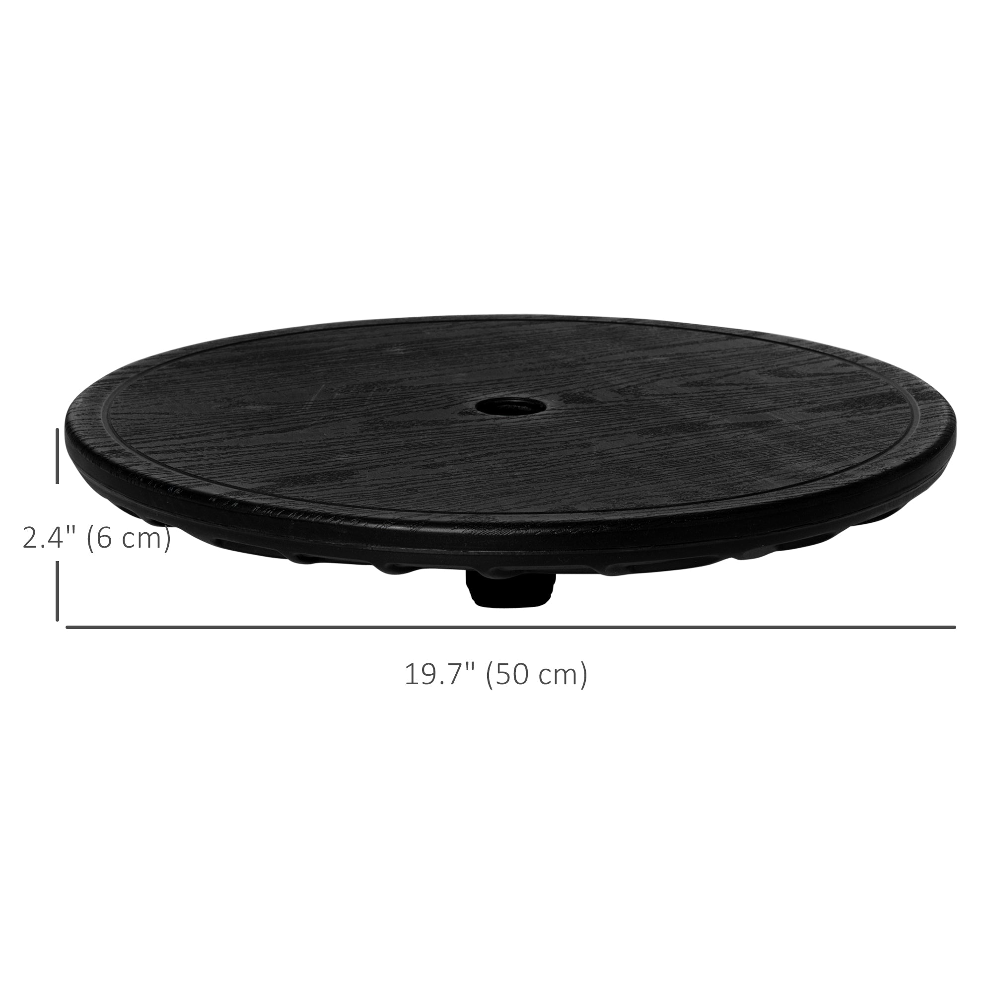 Outsunny 19.7" Umbrella Table Tray, Easy to Install Table-Top, Round Portable Umbrella Table for Swimming Pool, Beach, Patio, Deck, Garden, Black