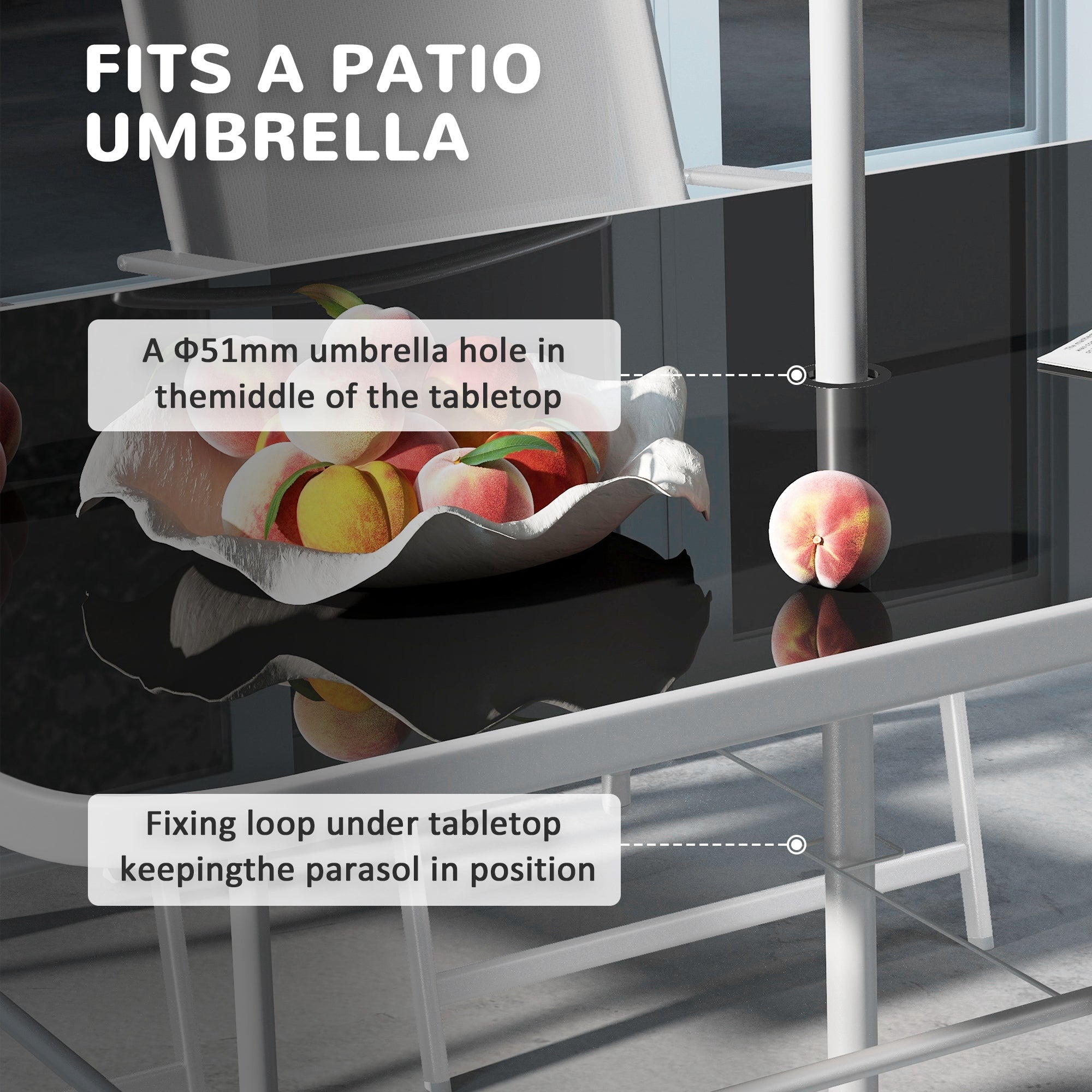 Outsunny 8 Piece Patio Dining Set for 6 with Umbrella, Outdoor Table and Chairs with 6 Folding Chairs with Mesh Seat and Rectangle Dining Table with Umbrella Hole, Grey