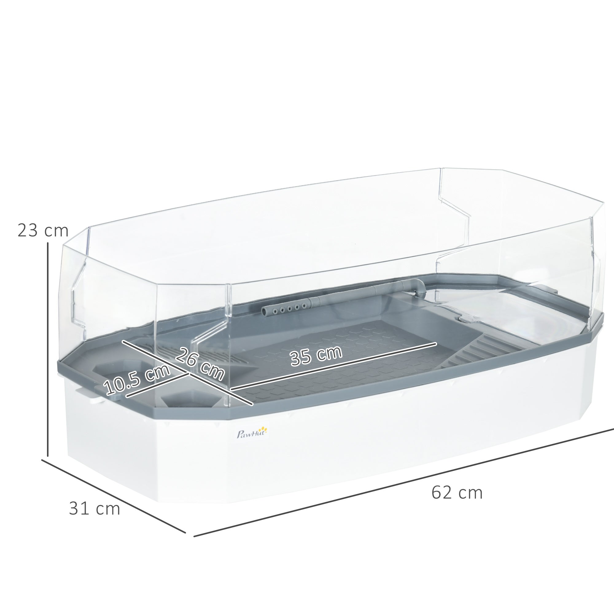 PawHut Turtle Tank Terrapin Reptile Tank Two Layer Tortoise Aquarium with Pump Escape Prevention Drainage Holes White