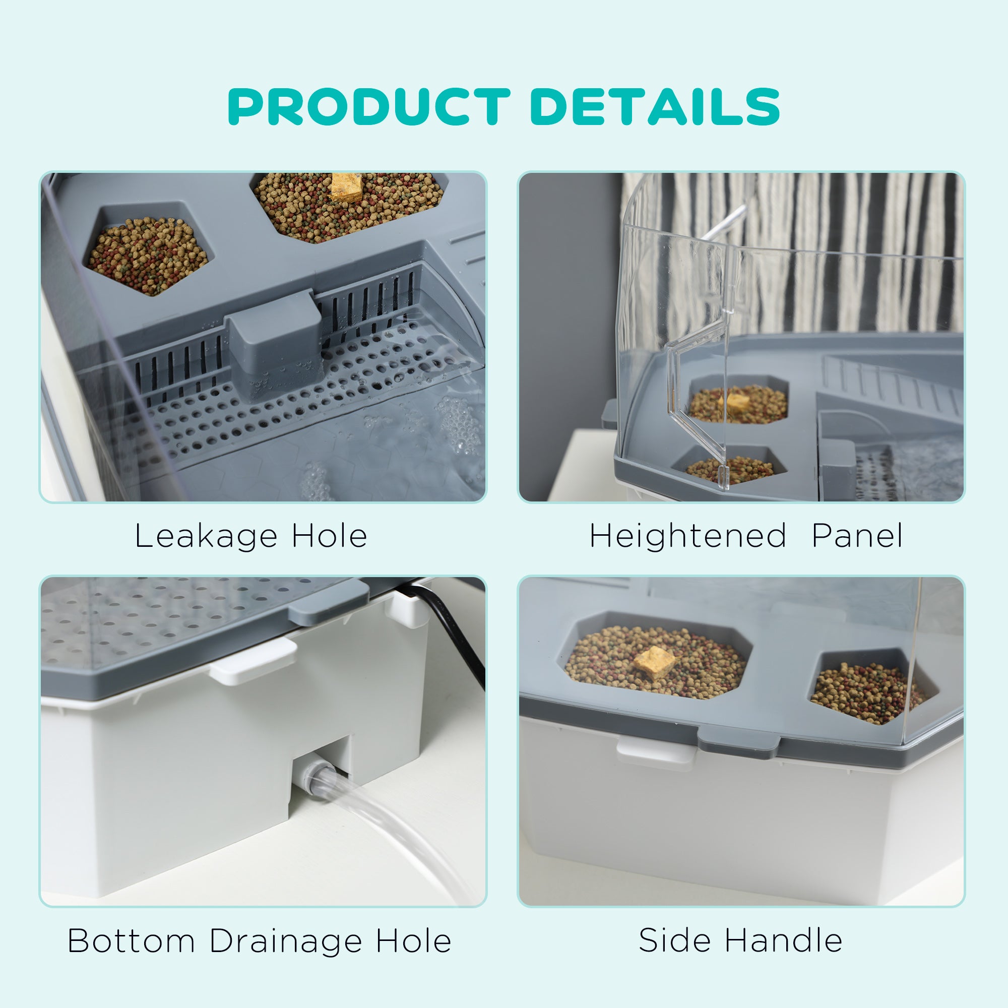 PawHut Turtle Tank Terrapin Reptile Tank Two Layer Tortoise Aquarium with Pump Escape Prevention Drainage Holes White