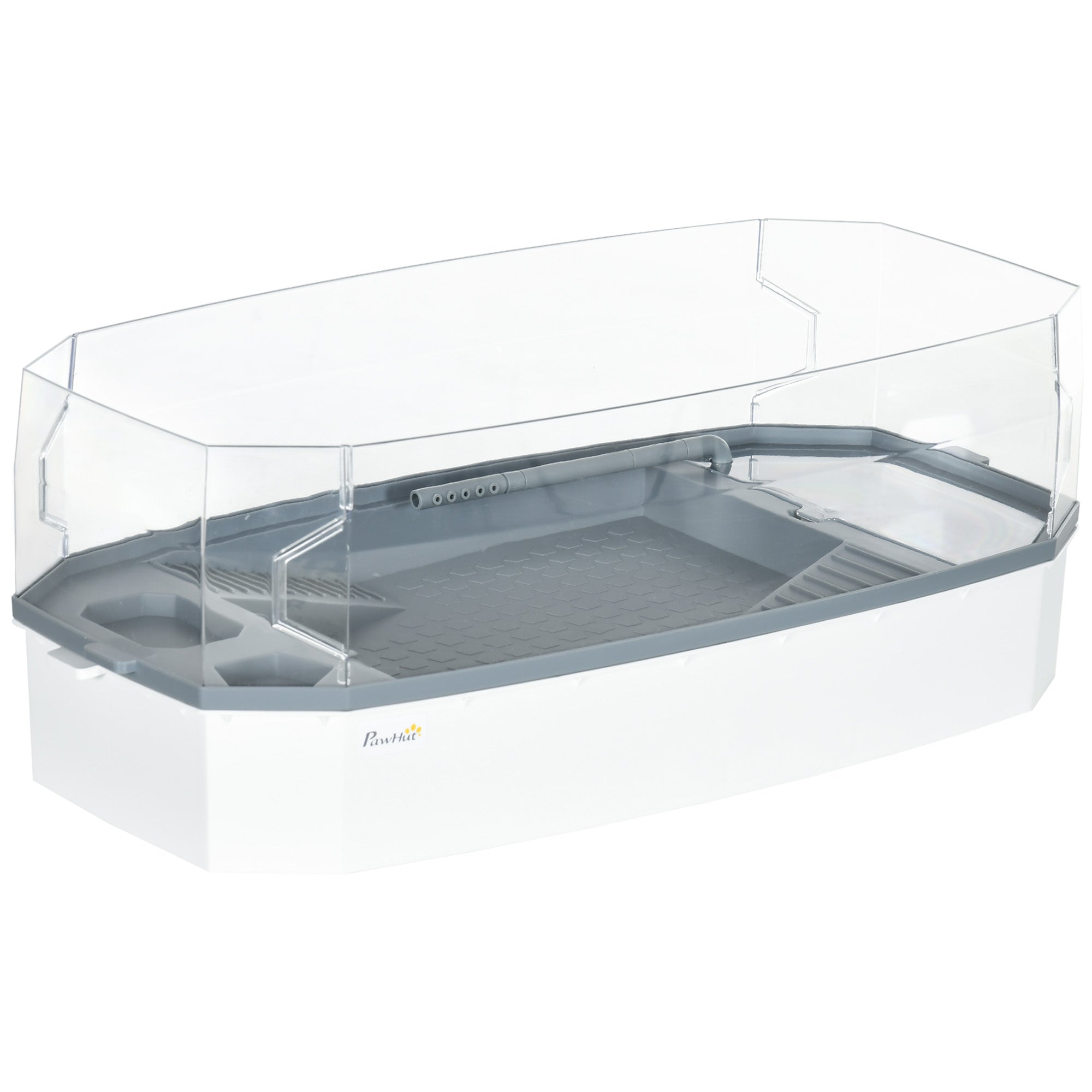 PawHut Turtle Tank Terrapin Reptile Tank Two Layer Tortoise Aquarium with Pump Escape Prevention Drainage Holes White