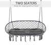 Outsunny Patio Hammock Chair 2 Seat, Hanging Rope Hammock Swing Chair with Metal Frame and Cushion, Large Macrame Seat for Indoor and Outdoor 396 lbs Capacity, Dark Grey