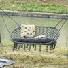 Outsunny Patio Hammock Chair 2 Seat, Hanging Rope Hammock Swing Chair with Metal Frame and Cushion, Large Macrame Seat for Indoor and Outdoor 396 lbs Capacity, Dark Grey