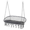 Outsunny Patio Hammock Chair 2 Seat, Hanging Rope Hammock Swing Chair with Metal Frame and Cushion, Large Macrame Seat for Indoor and Outdoor 396 lbs Capacity, Dark Grey