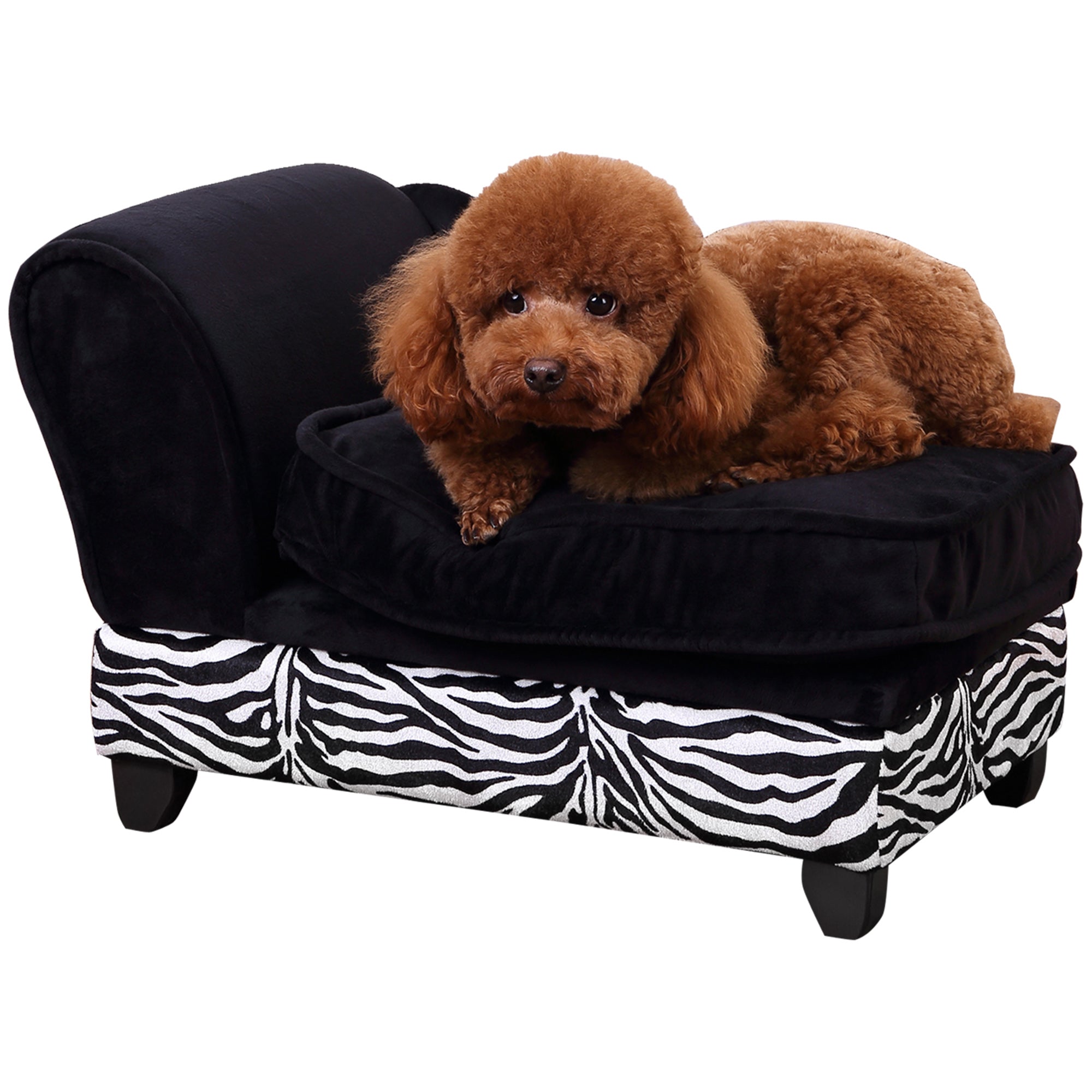 PawHut Soft Warm Pet Sofa Dog Puppy Sleeping Bed Pet Raised Lounge Couch Zebra-Stripe Pet Furniture