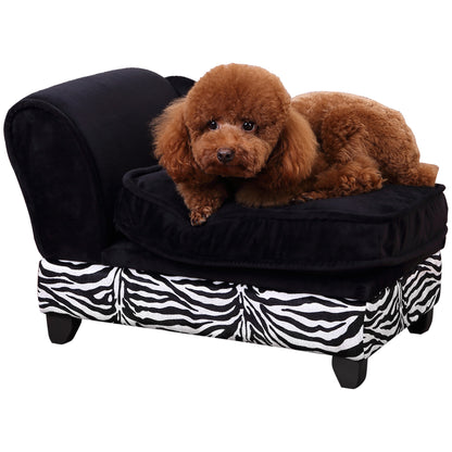 PawHut Soft Warm Pet Sofa Dog Puppy Sleeping Bed Pet Raised Lounge Couch Zebra-Stripe Pet Furniture
