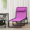Outsunny Outdoor Folding Lounge Chair, 4-Level Adjustable Chaise Lounge with Headrest, Tanning Chair Beach Bed, Reclining Lounger Cot for Camping, Hiking, Backyard, Purple