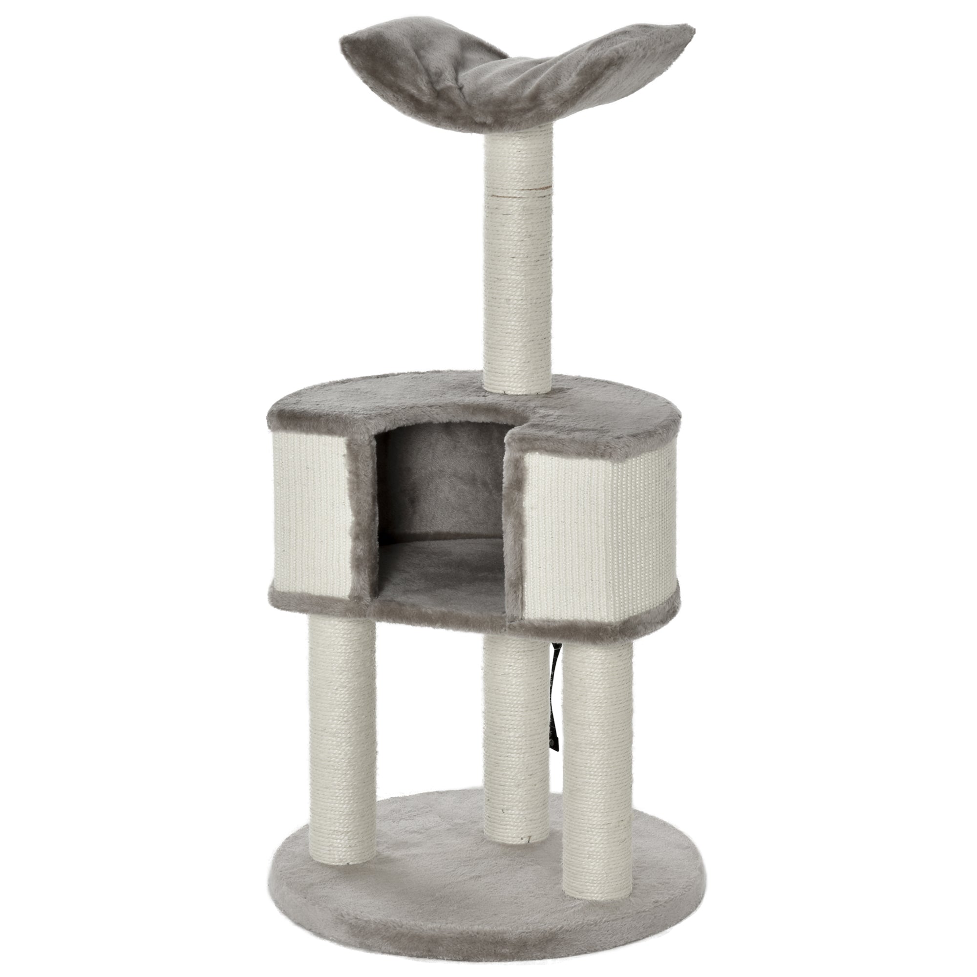 PawHut 43" Plush Cat Tree Activity Condo with Sisal Scratching Posts, Elevated Comfortable Perch, & Roomy Interior Area