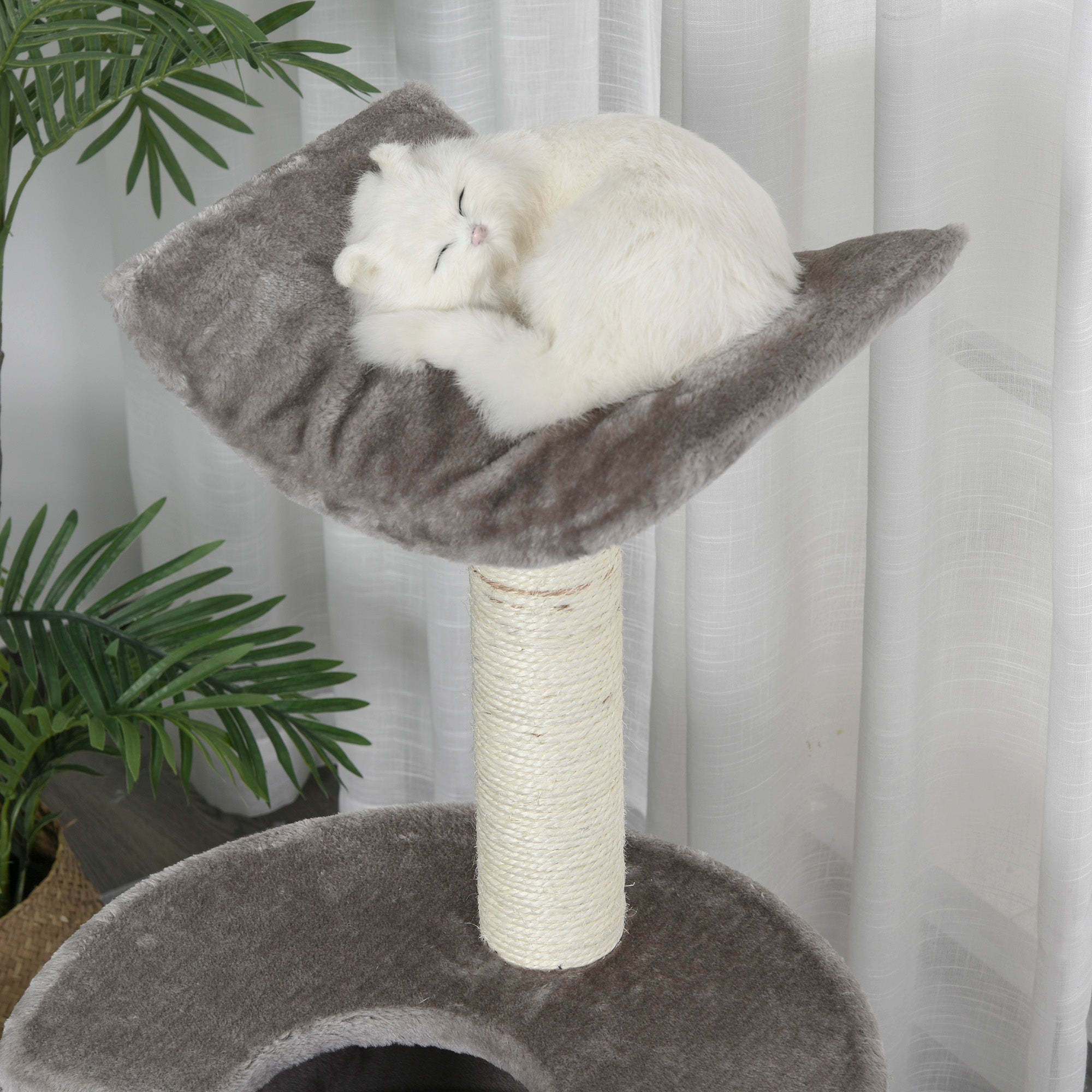 PawHut 43" Plush Cat Tree Activity Condo with Sisal Scratching Posts, Elevated Comfortable Perch, & Roomy Interior Area