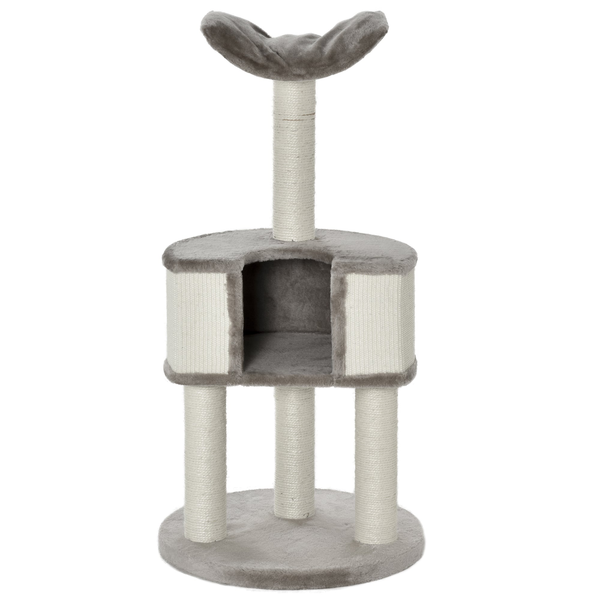 PawHut 43" Plush Cat Tree Activity Condo with Sisal Scratching Posts, Elevated Comfortable Perch, & Roomy Interior Area