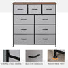 HOMCOM Dresser for Bedroom with 9 Drawers, 4-Tier Fabric Chest of Drawers, Tall Dresser Storage Tower with Steel Frame and Wooden Top for Closets, Nursery Room, Grey