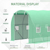 Outsunny Walk-in Tunnel Greenhouse, 13 x 6.4 x 6.5 ft Hoop House with Zipped Roll-Up Door and 8 Mesh Windows, Outdoor Greenhouse with Galvanised Steel Frame, Green