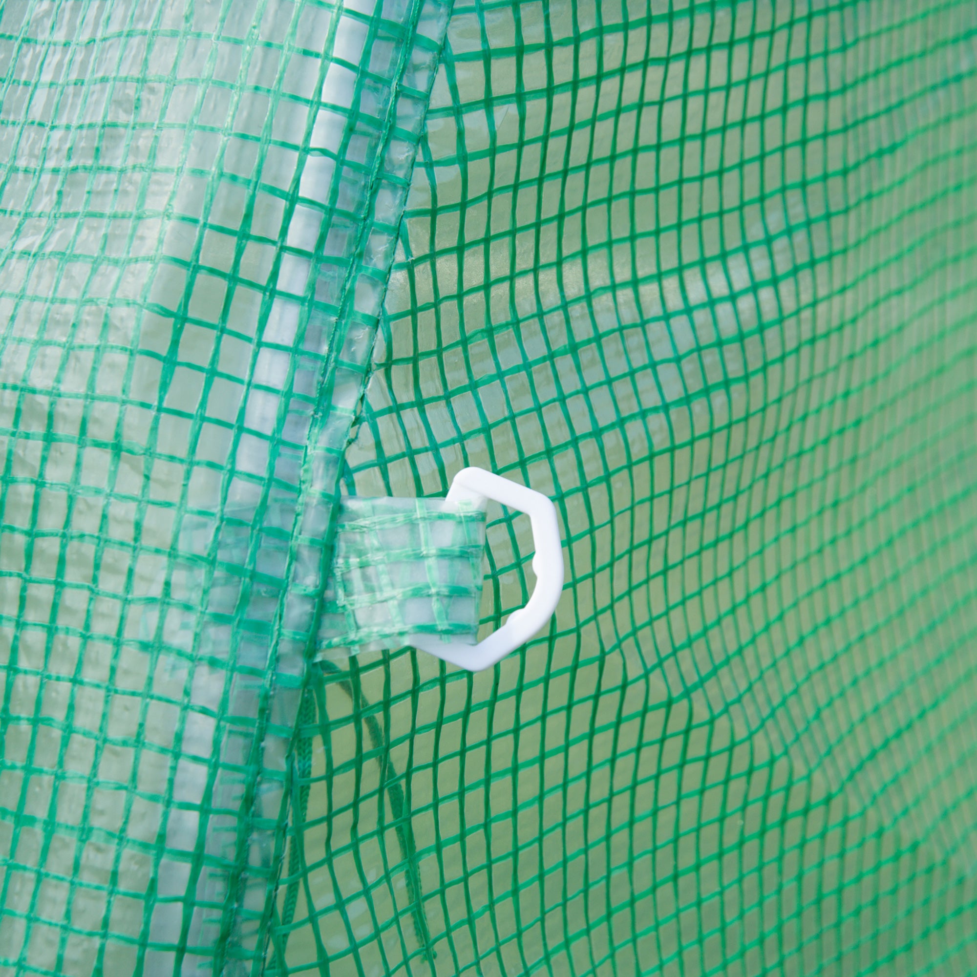 Outsunny Walk-in Tunnel Greenhouse, 13 x 6.4 x 6.5 ft Hoop House with Zipped Roll-Up Door and 8 Mesh Windows, Outdoor Greenhouse with Galvanised Steel Frame, Green