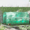 Outsunny Walk-in Tunnel Greenhouse, 13 x 6.4 x 6.5 ft Hoop House with Zipped Roll-Up Door and 8 Mesh Windows, Outdoor Greenhouse with Galvanised Steel Frame, Green