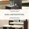 Outsunny 3 Pieces PE Rattan Patio Furniture with Cushions, Outdoor Wicker Conversation Sofa Sets w/ Footstools and Two Pillows, for Poolside, Backyard, Garden, Beige